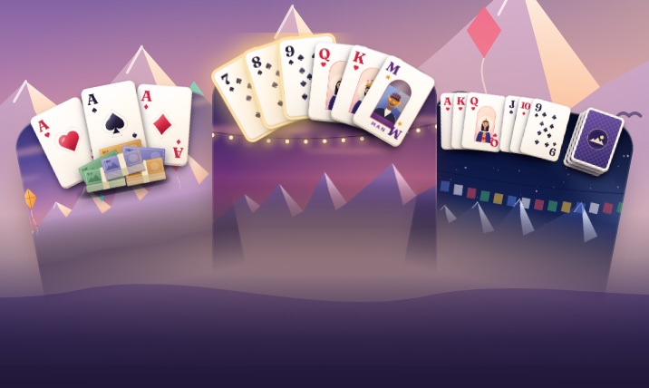 Flush, Marriage and Kitty cards over the Himalaya at golden hour